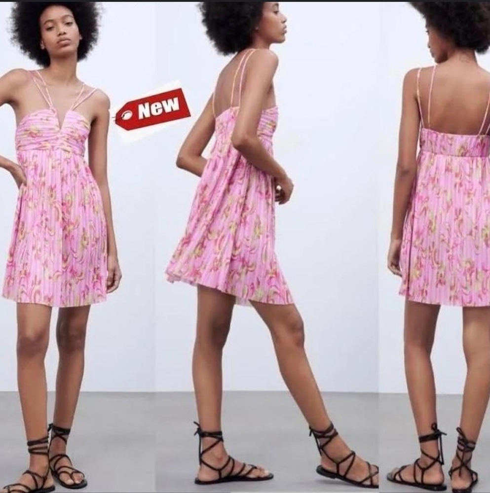 NWT ZARA Pink Pleated Deess